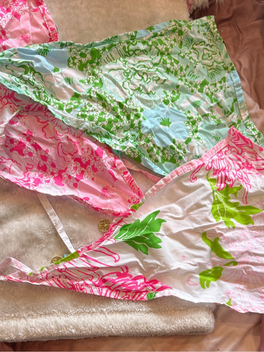 Lilly Pulitzer Set of 3 Headscarves in Pink, Green & Light Blue Floral Prints